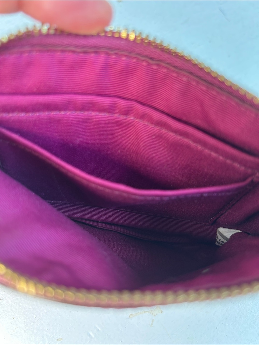 Coach Plum Textured Leather Wristlet with Gold Logo - Picture 5 of 5
